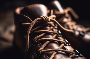 AI generated Leather hiking boots. Generate ai photo