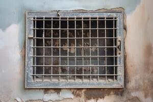 AI generated Old building window with security bars. Generate ai photo