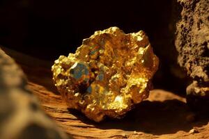 AI generated Mining gold precious nugget. Generate ai photo