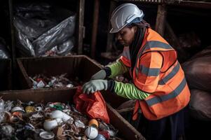 ai generado reciclaje fábrica desperdiciar. generar ai foto