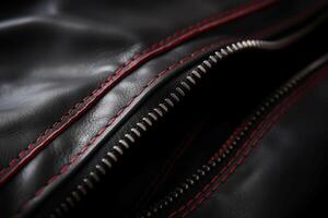 AI generated Leather red zipper. Generate AI photo