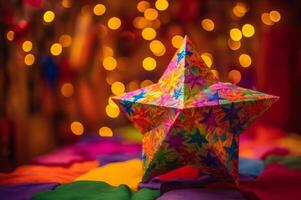 AI generated Hispanic vibrant multicolored decoration star. Generate ai photo
