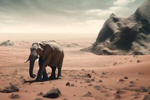 ai generado grande elefante desierto. generar ai foto