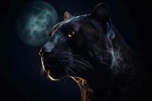 AI generated Panther moon light night. Generate ai photo