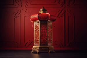 AI generated Oriental red lantern. Generate AI photo