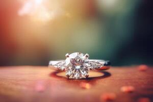 AI generated Diamond engagement romantic ring. Generate ai photo