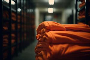 AI generated Orange robe prisoners garments. Generate ai photo