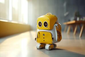 AI generated Futuristic rucksack robot. Generate AI photo