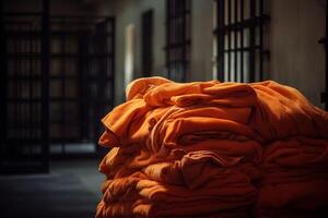 AI generated Orange robe prisoners clothes. Generate ai photo