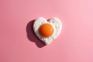 AI generated Heart shaped fried egg top view. Generate ai photo