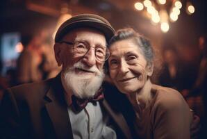 AI generated Happy senior couple enjoying evening. Generate ai photo