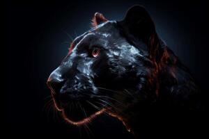 AI generated Glowing black panther moon light night. Generate ai photo