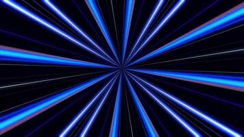 Abstract animation of moving blue, white and purple neon equal rays. Neon light. video