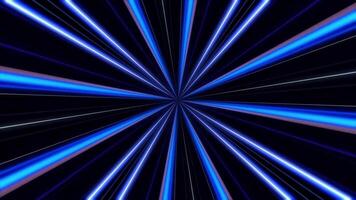 astratto animazione di in movimento blu, bianca e viola neon pari raggi. neon luce. video