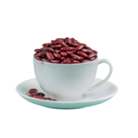 AI generated Red bean seeds in a white cup isolated on transparent background png