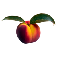 AI generated Nectarine with leaves isolated on transparent background png