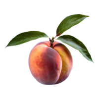 AI generated Peach with leaves isolated on transparent background png