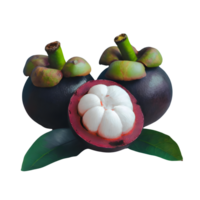 AI generated Mangosteen with leaves isolated on transparent background png