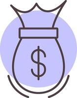 Money Bag Line  Shape Colors Icon vector