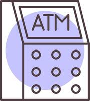 Atm Machine Line  Shape Colors Icon vector