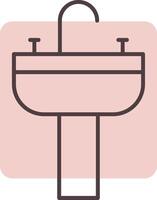 lavabo línea forma colores icono vector