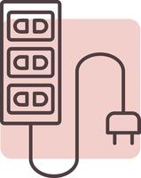 Extension Cord Line  Shape Colors Icon vector