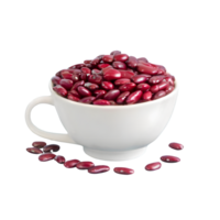 ai généré rouge haricot des graines dans une blanc tasse isolé sur transparent Contexte png