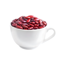 AI generated Red bean seeds in a white cup isolated on transparent background png