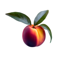 AI generated Nectarine with leaves isolated on transparent background png