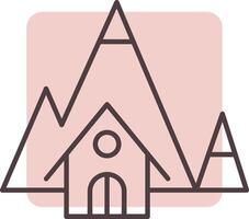 Mountain House Line  Shape Colors Icon vector