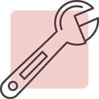 Adjustable Wrench Line  Shape Colors Icon vector