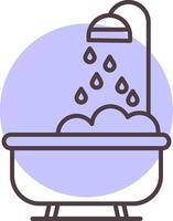 Bathtub Line  Shape Colors Icon vector