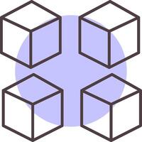 cubo línea forma colores icono vector