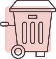 Trash Bin Line  Shape Colors Icon vector