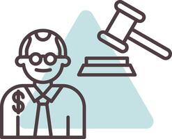 Judge Giving Order Line  Shape Colors Icon vector