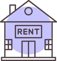 House for Rent Line  Shape Colors Icon vector
