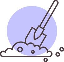 Shovel In Soil Line  Shape Colors Icon vector