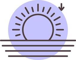 puesta de sol línea forma colores icono vector