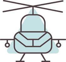militar helicóptero línea forma colores icono vector