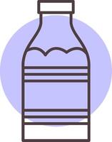 Leche botella línea forma colores icono vector