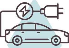 eléctrico coche línea forma colores icono vector