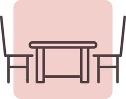 Dining Table Line  Shape Colors Icon vector