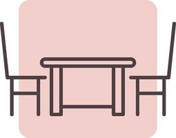 Dining Table Line  Shape Colors Icon vector