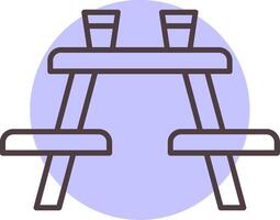 Picnic Table Line  Shape Colors Icon vector