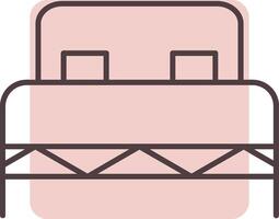 Double Bed Line  Shape Colors Icon vector