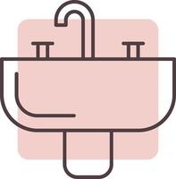 lavabo línea forma colores icono vector