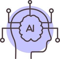 Artificial Intelligence Line  Shape Colors Icon vector