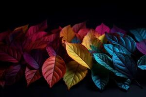 AI generated Colorful leaves spread. Generate ai photo