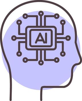 Artificial Intelligence Line  Shape Colors Icon vector