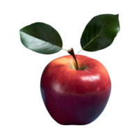 ai generiert frisch rot Apfel mit Blätter isoliert auf transparent Hintergrund png